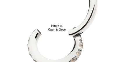 Invictus 14g Titanium Oval Shape with CNC Set Full Clear CZ Hinged Segment Clicker (for Navel Piercing)