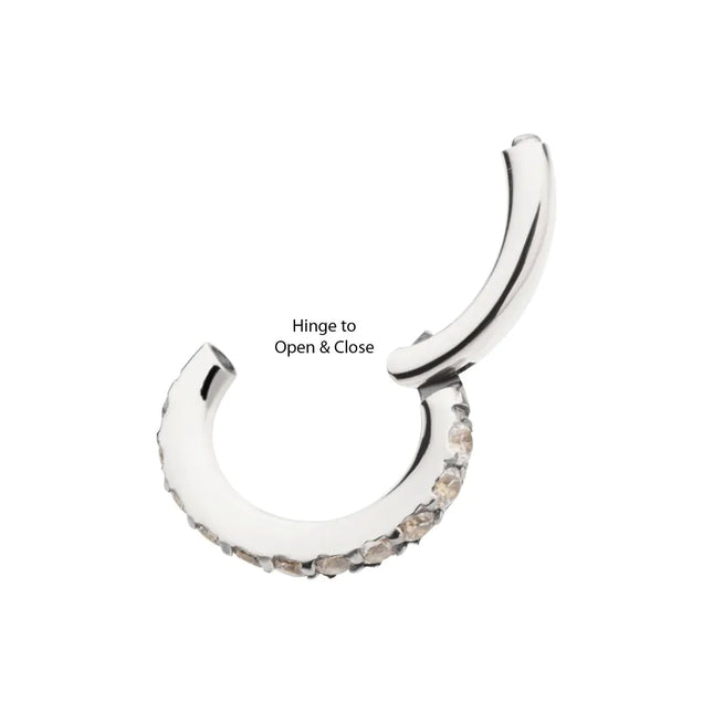 Invictus 14g Titanium Oval Shape with CNC Set Full Clear CZ Hinged Segment Clicker (for Navel Piercing)