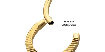 Invictus 24Kt Gold PVD Titanium Radiant Round Hoop Front Facing Hinged Segment Clicker