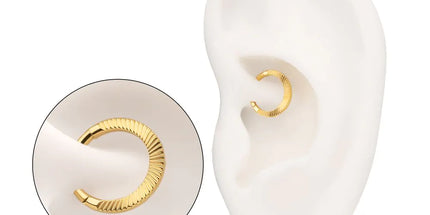 Invictus 24Kt Gold PVD Titanium Radiant Round Hoop Front Facing Hinged Segment Clicker