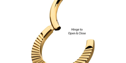 Invictus 24Kt Gold PVD Titanium Radiant Hoop with Black Prong Set Gem Front Facing Hinged Segment Clicker