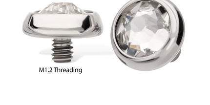 Invictus 14g Titanium Internally Threaded Low Profile Bezel Set Swarovski Crystal Dermal Top