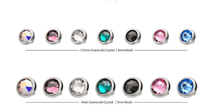 Invictus 14g Titanium Internally Threaded Low Profile Bezel Set Swarovski Crystal Dermal Top