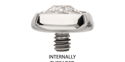 Invictus 14g Titanium Internally Threaded Low Profile Bezel Set Swarovski Crystal Dermal Top