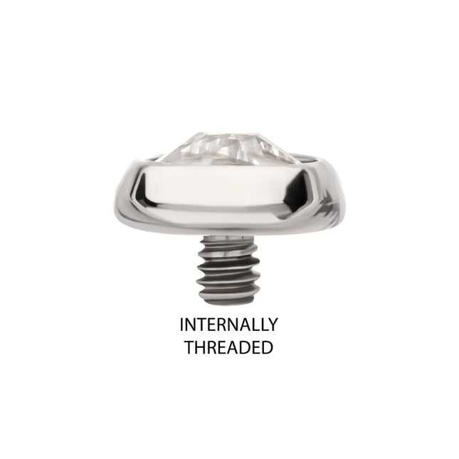 Invictus 14g Titanium Internally Threaded Low Profile Bezel Set Swarovski Crystal Dermal Top