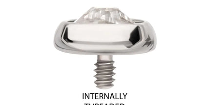 Invictus 16g Titanium Internally Threaded Low Profile Bezel Set Swarovski Crystal Dermal Top