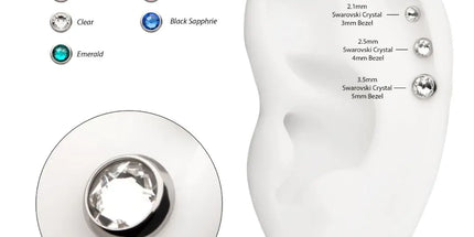 Invictus 16g Titanium Internally Threaded Low Profile Bezel Set Swarovski Crystal Dermal Top