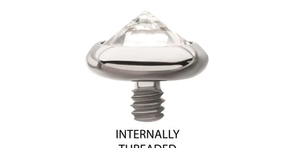 Invictus 1.6mm (14g) Titanium Internally Threaded Round Bezel Set Inverse Gem Top