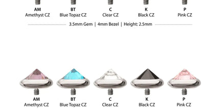 Invictus 16g Titanium Internally Threaded Round Bezel Set Inverse Gem Top