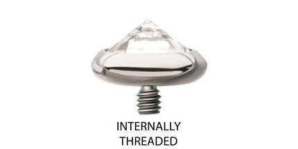 Invictus 16g Titanium Internally Threaded Round Bezel Set Inverse Gem Top