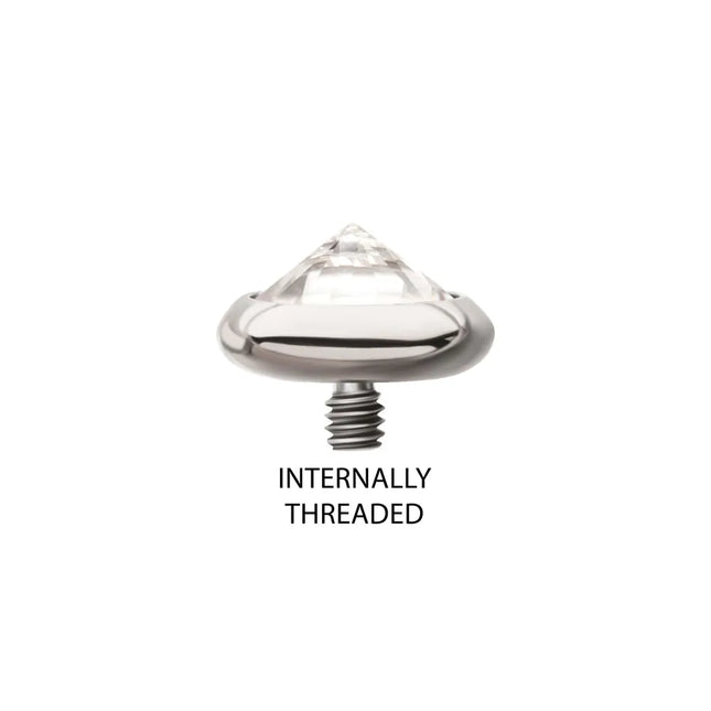 Invictus 16g Titanium Internally Threaded Round Bezel Set Inverse Gem Top