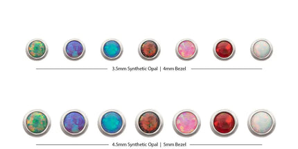 Invictus 14g Titanium Internally Threaded Low Profile Bezel Set Synthetic Opal Dermal Top