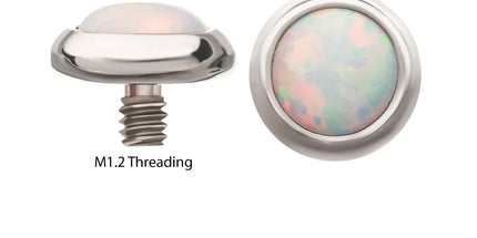 Invictus 14g Titanium Internally Threaded Low Profile Bezel Set Synthetic Opal Dermal Top