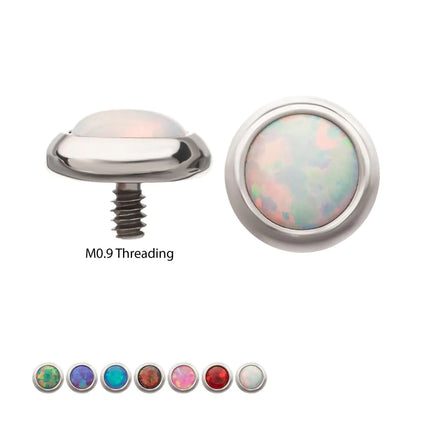 Invictus 16g Titanium Internally Threaded Low Profile Bezel Set Synthetic Opal Dermal Top