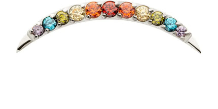 Invictus Titanium Internally Threaded Multicolor CZ Curved Bar Top