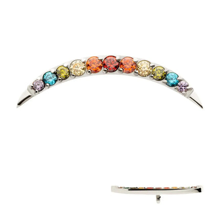 Invictus Titanium Internally Threaded Multicolor CZ Curved Bar Top