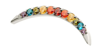 Invictus Titanium Internally Threaded Multicolor CZ Curved Bar Top