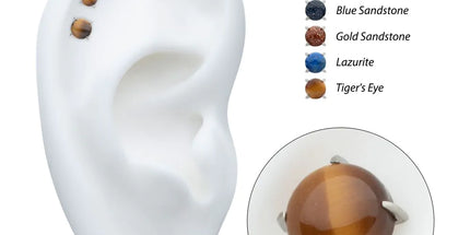 Invictus Titanium Internally Threaded 4-Prong Round Natural Stone Top