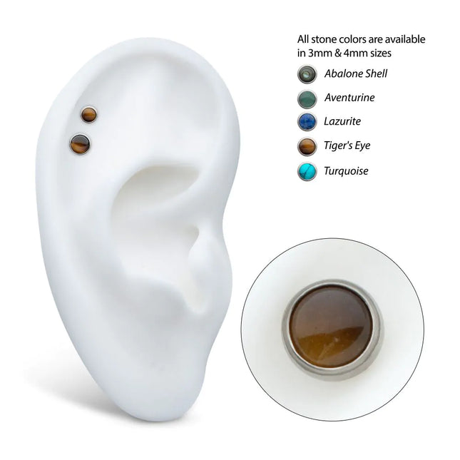 Invictus Titanium Internally Threaded Bezel Set Round Natural Stone Top