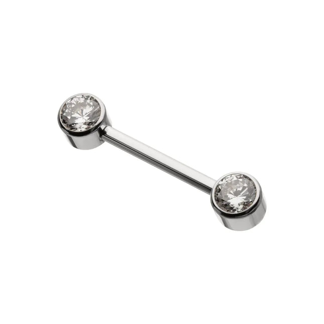 Invictus Titanium Internally Threaded Bezel Set Gem End Nipple Barbell