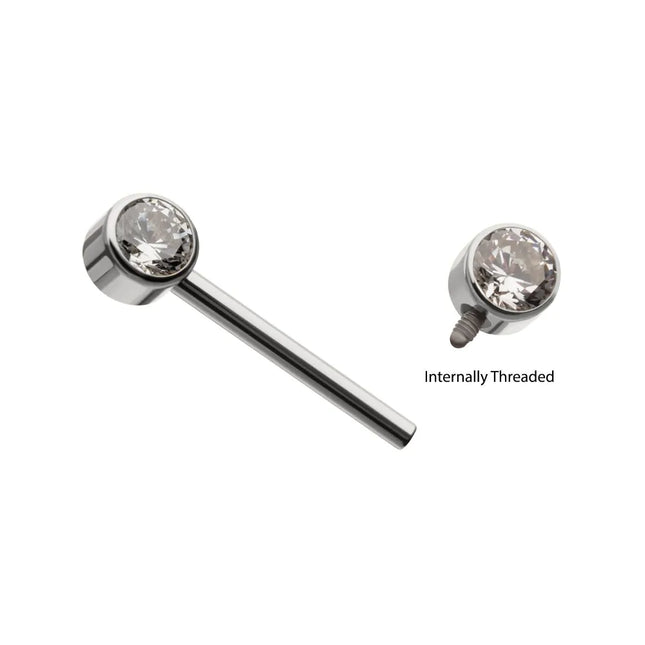 Invictus Titanium Internally Threaded Bezel Set Gem End Nipple Barbell