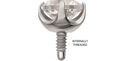 Invictus Titanium Internally Threaded Low Profile 4 Prong Round Gem Top