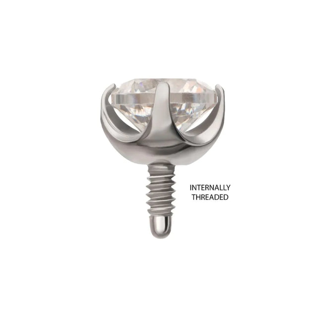 Invictus Titanium Internally Threaded Low Profile 4 Prong Round Gem Top