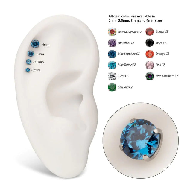 Invictus Titanium Internally Threaded Low Profile 4 Prong Round Gem Top