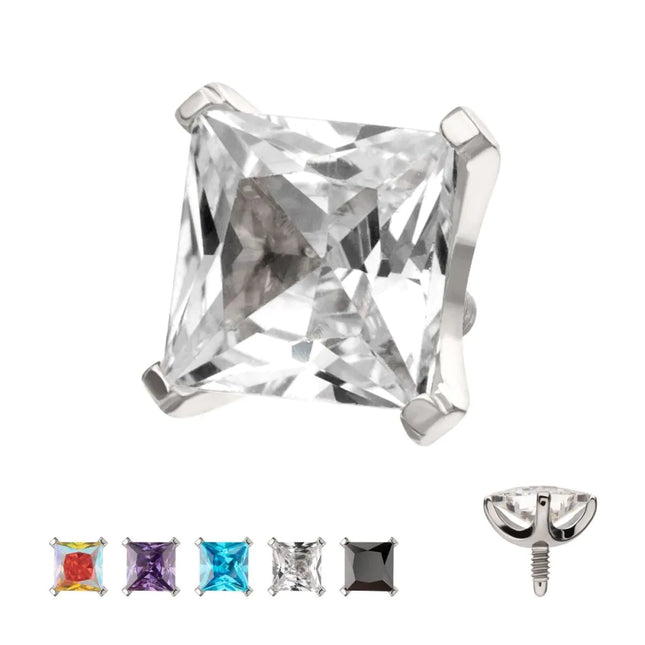 Invictus Titanium Internally Threaded 4 Prong Princess Cut Gem Top