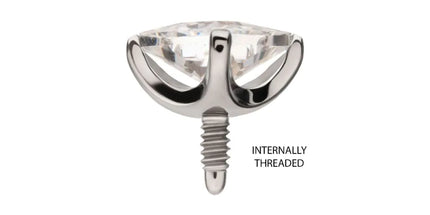 Invictus Titanium Internally Threaded 4 Prong Princess Cut Gem Top