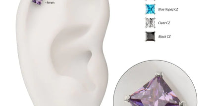 Invictus Titanium Internally Threaded 4 Prong Princess Cut Gem Top