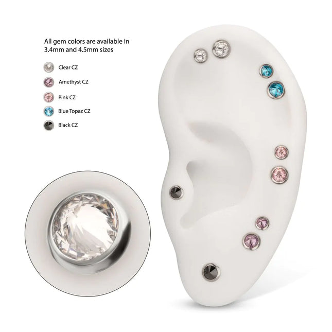 Invictus Titanium Threadless Round Bezel Set Inverse Gem Top