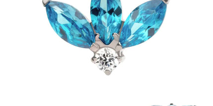 Invictus Titanium Threadless 3-Cluster Marquise with Clear Round CZ Fan Shape Top