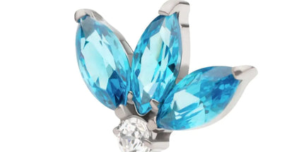 Invictus Titanium Threadless 3-Cluster Marquise with Clear Round CZ Fan Shape Top