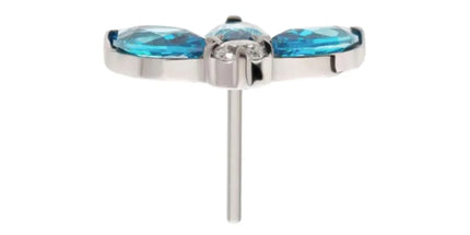 Invictus Titanium Threadless 3-Cluster Marquise with Clear Round CZ Fan Shape Top