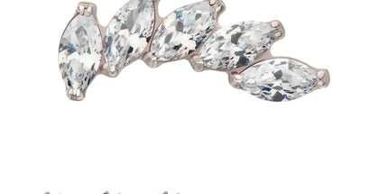 Invictus Titanium Threadless 5 Marquise Staggered Cluster Prong Gem Top