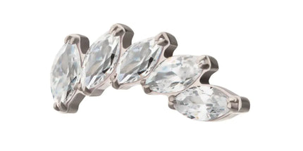 Invictus Titanium Threadless 5 Marquise Staggered Cluster Prong Gem Top