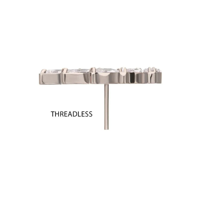 Invictus Titanium Threadless 5 Marquise Staggered Cluster Prong Gem Top