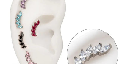 Invictus Titanium Threadless 5 Marquise Staggered Cluster Prong Gem Top