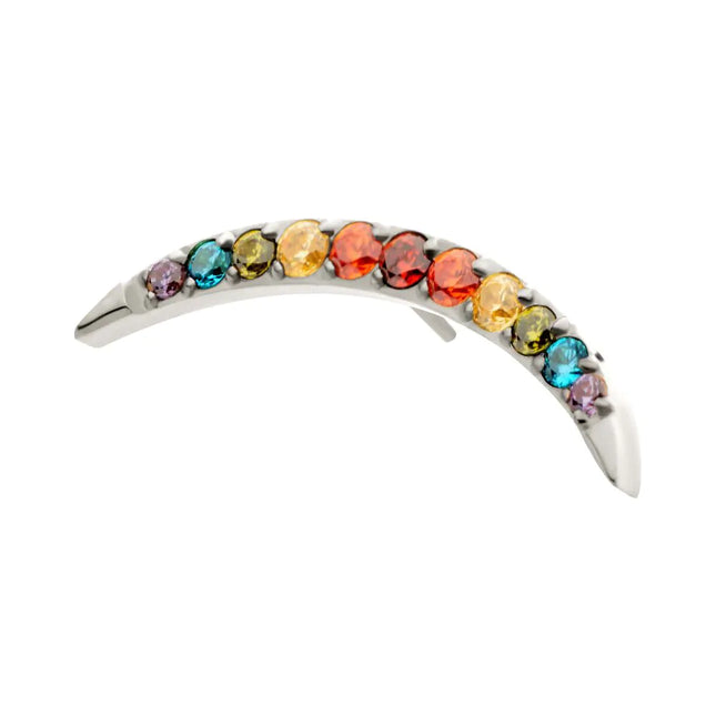 Invictus Titanium Threadless Multicolor CZ Curved Bar Top