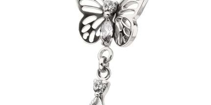 Invictus Titanium Threadless Butterfly Top with Prong Set 2-Gem Dangle