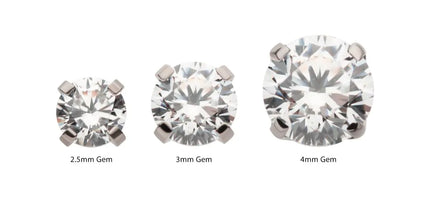 Invictus Titanium Threadless Labret with Prong Set CZ Top & 4mm Base