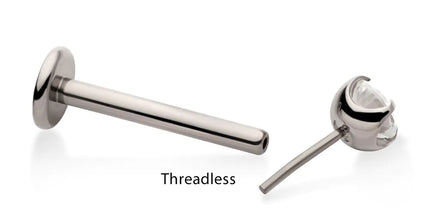 Invictus Titanium Threadless Labret with Prong Set CZ Top & 4mm Base