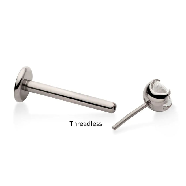 Invictus Titanium Threadless Labret with Prong Set CZ Top & 4mm Base