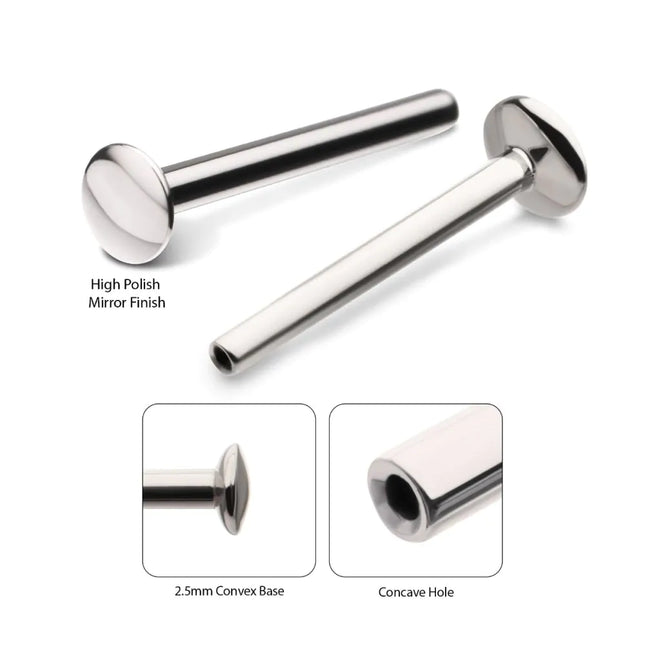 Invictus Titanium Threadless High Polish Mirror Finish 2.5mm Dome Labret Base