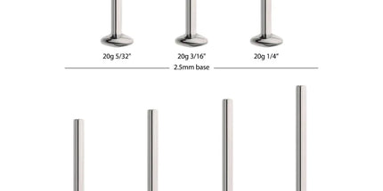 Invictus Titanium Threadless High Polish Mirror Finish 2.5mm Dome Labret Base