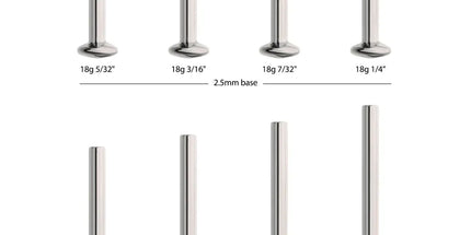 Invictus Titanium Threadless High Polish Mirror Finish 2.5mm Dome Labret Base