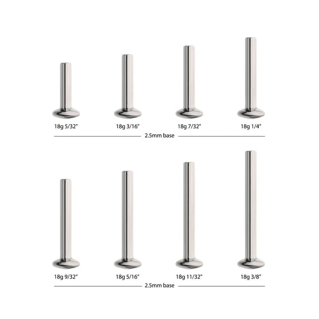 Invictus Titanium Threadless High Polish Mirror Finish 2.5mm Dome Labret Base