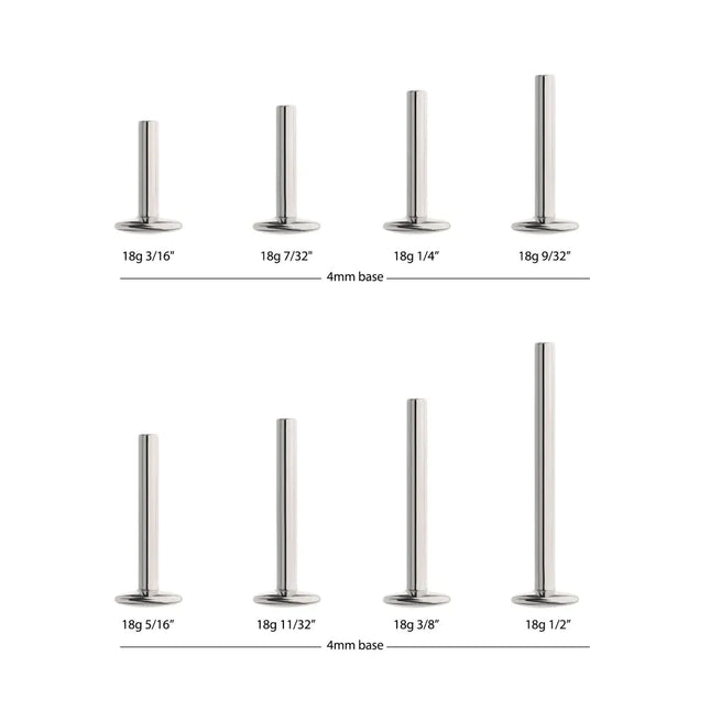 Invictus Titanium Threadless High Polish Mirror Finish 2.5mm Dome Labret Base