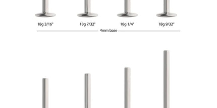 Invictus Titanium Threadless High Polish Mirror Finish 4mm Dome Labret Base